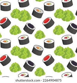 Sushi seamless pattern, Asian Food, Japanese sushi background, Sushi Roll Pattern, Japanesse restaurant background