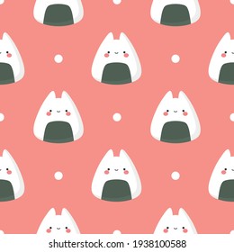 Patrón sin soldadura de sushi, Ilustración de caracteres sushi cut y kawaii, fondo vectorial de Onigiri y Nigiri