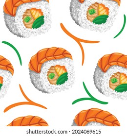 nahtloses Sushi-Muster im flachen Design