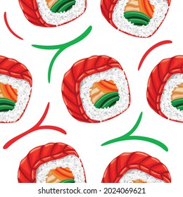 sushi seamless pattern in flat design style