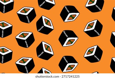 Sushi padrão sem emenda laranja plano de fundo comercial design