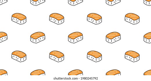 patrón sin soldadura de sushi caricatura de comida japonesa ilustración doodle