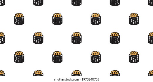 Sushi seamless pattern Tamakoyaki onigiri maki vector japanese food tile background doodle scarf isolated illustration cartoon repeat wallpaper design