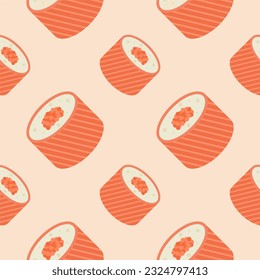sushi seamless pattern vector illustration, japanese cuisine. oriental dish