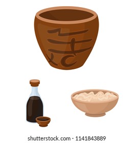 Sushi and seasoning cartoon icons in set collection for design. Seafood food, accessory vector symbol stock web illustration.