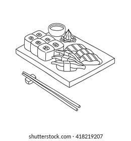 Sushi set and chopsticks vector in hand drawn style (draw on infinite design add)