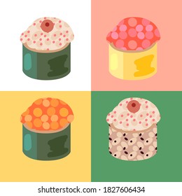 Sushi set with different tasty ingredients