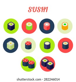 Sushi set in flat design