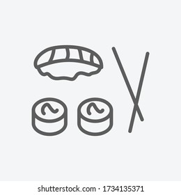 Sushi set icon line symbol. Isolated vector illustration of icon sign concept for your web site mobile app logo UI design.