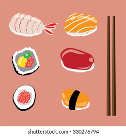 Sushi set icon, vector