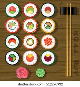 Sushi set icons.