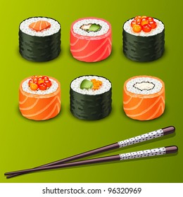 iconos de juego de sushi