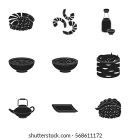 Sushi set icons in black style. Big collection of sushi vector symbol stock illustration