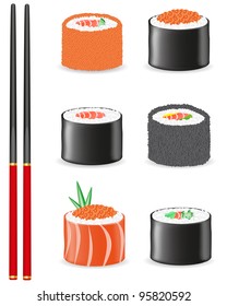 sushi set icons vector illustration isolated on white background