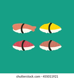 Sushi set illustration. Japanese cuisine. Vector illustration