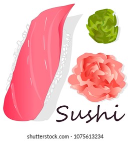 Sushi set  isolated on white. Top view.