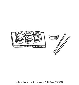 sushi set isolated on white background, vector illustration