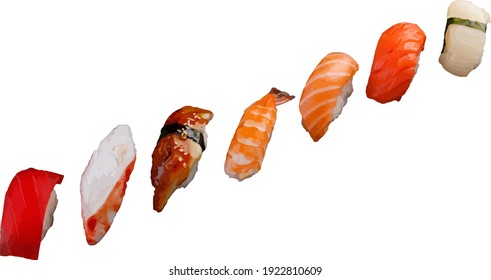 Sushi set isolated on white background, Eps10 vector illustration.