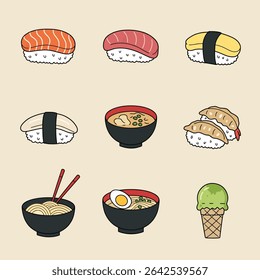 Sushi Set Japanese Food Cuisine Asian.