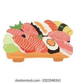 Sushi, Set, Japanese, Roll, Nori, Sashimi, Wasabi,Maki, Nigiri, Rice, Fish, salmon