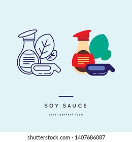 Sushi set Line Icons in two style variations