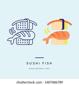 Sushi set Line Icons in two style variations