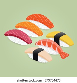 Sushi set on background. Vector illustration