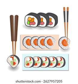 Sushi Set On White Background