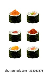 sushi set on a white background