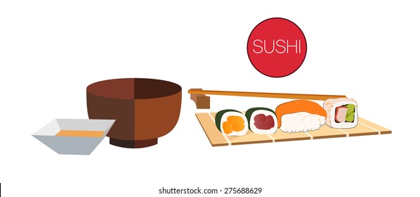Sushi set over white