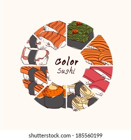 Sushi set, vector