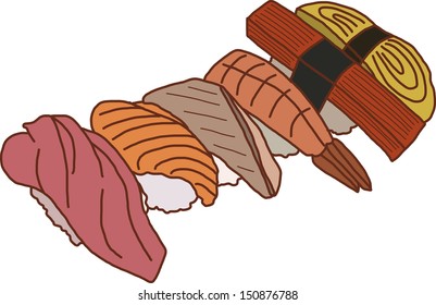 Sushi set - vector illustration