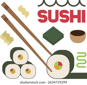 Sushi set, Vektorgrafik japan
