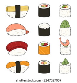 Sushi. ilustración vectorial en un fondo blanco.