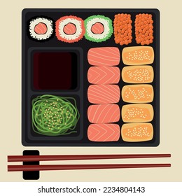 Sushi set. Vector image. For Asian cuisine design