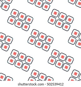 Sushi sets vector seamless pattern white. Background with roll rice illustration