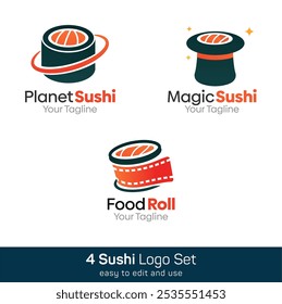 Sushi Shape Logo Template Set. Good for Business, Agency, Community and Organization