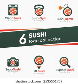 Sushi Shape Logo Template Set. Good for Business, Agency, Community and Organization