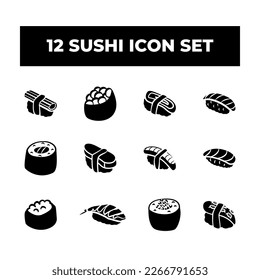 sushi silhouette icon set concept