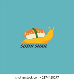 Sushi Snail Logo, Vektorgrafik für japanische Speisen im Restaurant
