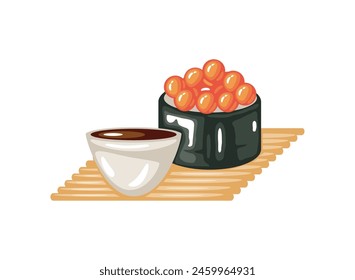 sushi and soy sauce isolated design