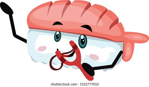Sushi mit Frühlingsaufnahme, Illustration, Vektorgrafik auf weißem Hintergrund.