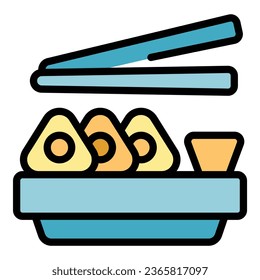 Sushi stand icon outline vector. Asian food. Japan menu color flat