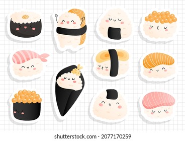 Sushi sticker, Japanese food sticker, scrapbook