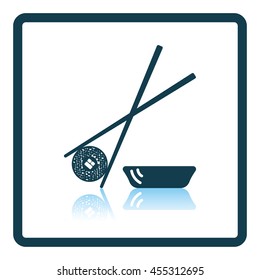 Sushi with sticks icon. Shadow reflection design. Vector illustration.