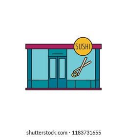 Sushi store icon. Cartoon Sushi store vector icon for web design isolated on white background