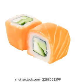 sushi with style hand drawn digital painting illustration