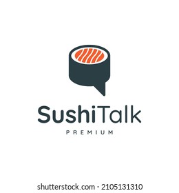 Sushi talk logo with salmon fish.
