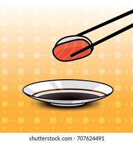Sushi tasty japanese food, fresh for healthy, vector illustration cartoon style