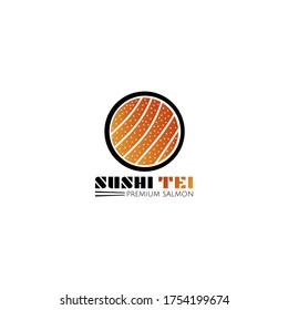 Sushi Tei With Salmon Meat Element Logo Design